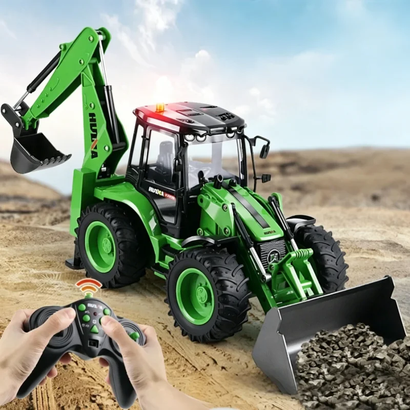 Huina 1579 RC Bagger 1:14 9CH Fernbedienung Baggerlader LKW Technik Fahrzeug Bau Modell Kind Weihnachtsgeschenke