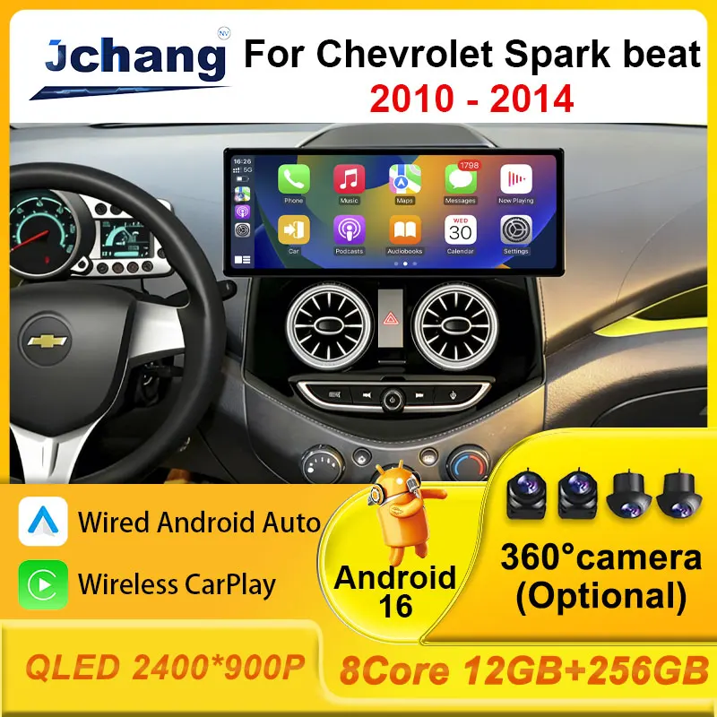 

For Chevrolet Spark beat 2010 - 2014 Andriod 16 Car stereo radio Multimedia Player Wireless Carplay Android auto WiFi DSP 4G BT