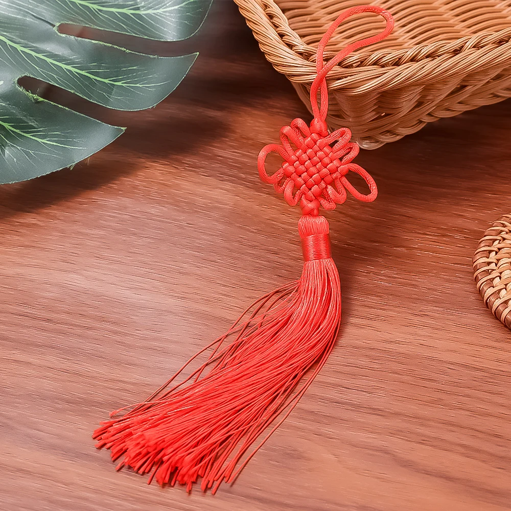 Colgante de borlas rojas con nudo chino pequeño para decoración, amuletos de la suerte, adornos tradicionales para Festival de Año Nuevo, regalos, 1/12 piezas, 2024