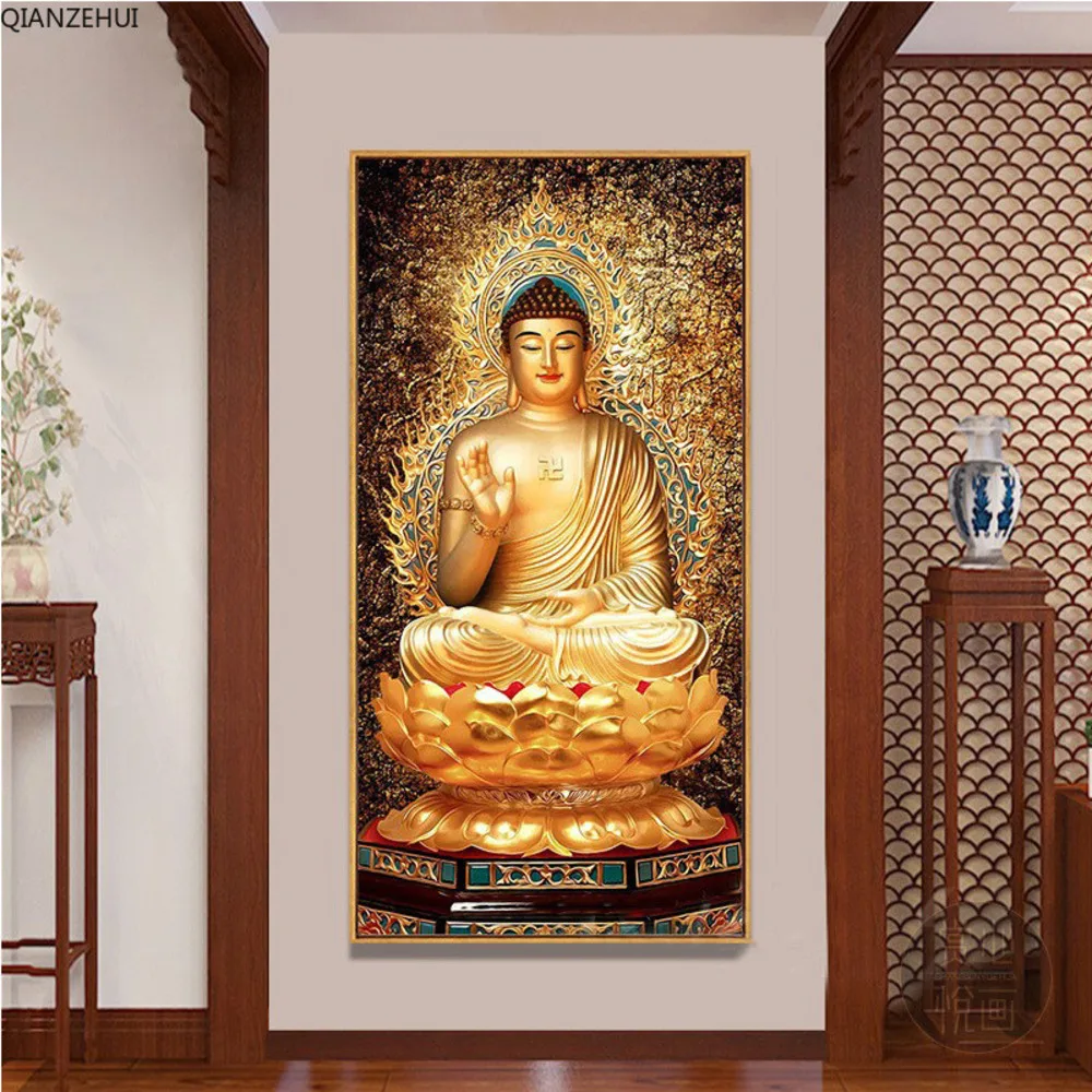 Buddha Religion DIY Cross Stitch Embroidery 11CT Kits Craft Cotton Thread Printed Canvas Home Decoration On Sale Dropshipping