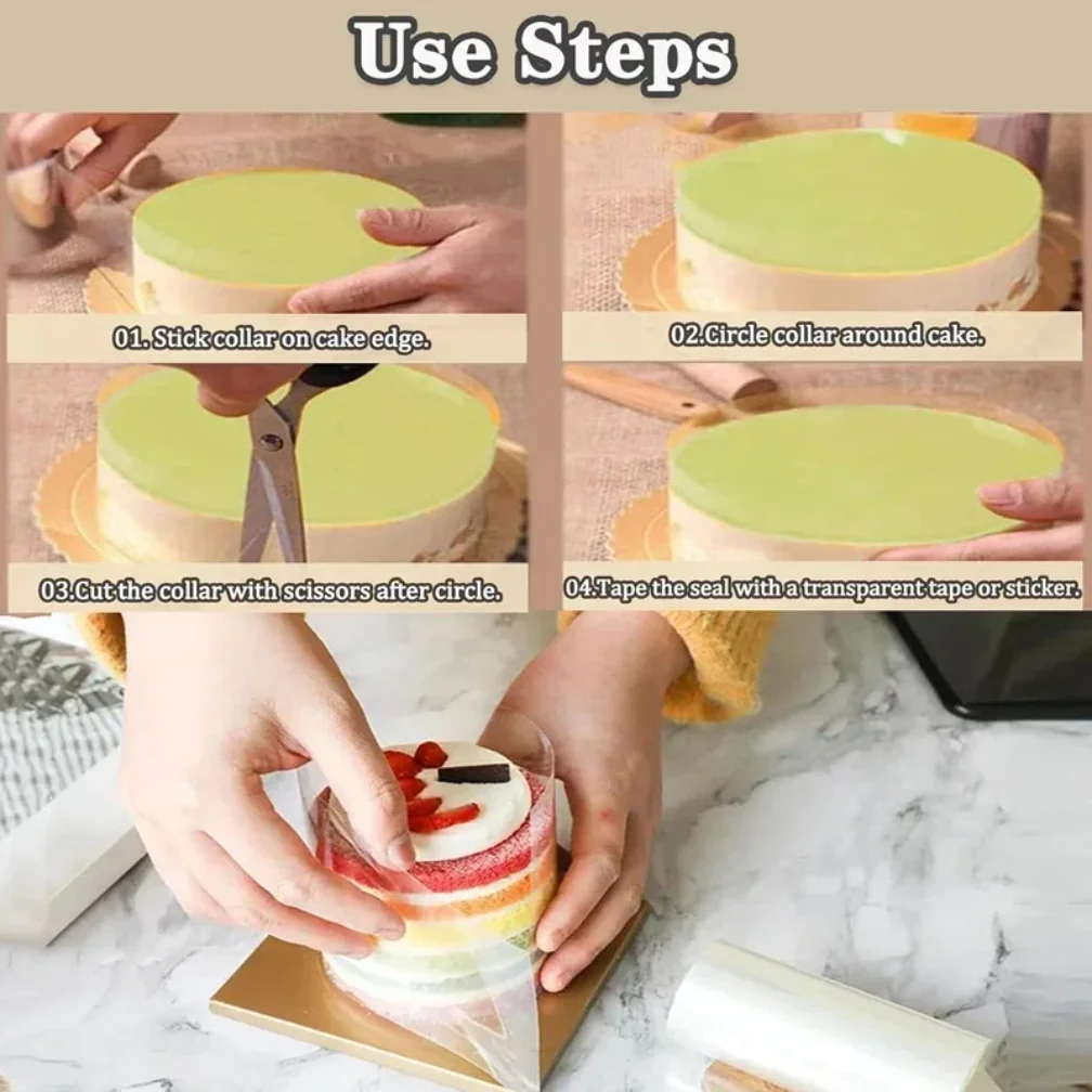 1 لفة حواف كعكة سميكة كعكة شفافة طوق موس كعكة بالشيكولاتة أوراق المحيطة فيلم الخبز المعجنات أدوات كب كيك