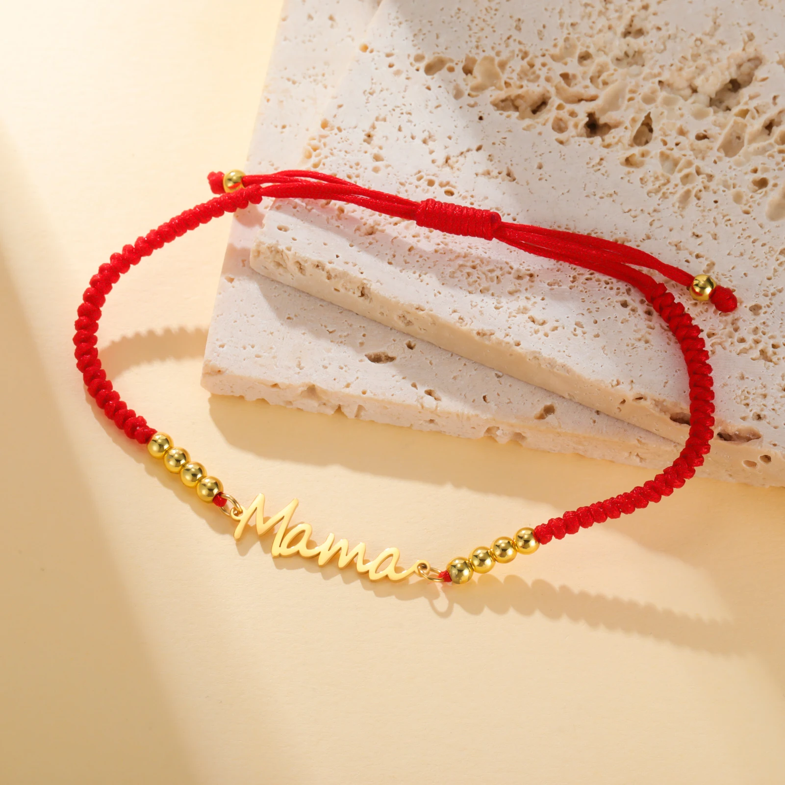 1PC Fashion Letter Mom Woven Rope Bracelet Stainless Steel Mom Nameplate Mom Letter Pendant Bracelet Anniversary Gift for Women