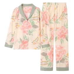 Big Size M-4XL Women Pajamas Set Spring and Autumn Leisure Cute Female Kimono Nightwear