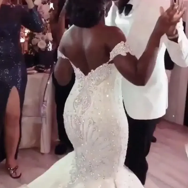 

Customized African Black Women Wedding Dress Mermaid Bridal Gowns Vestidos De Noiva Plus Size Robe Mariage