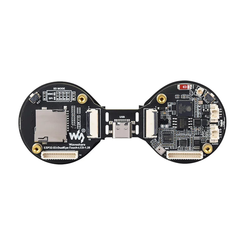 ESP32-S3 AI DualEye TouchEye N16R8 pantallas IPS de 1,28 pulgadas para XiaoZhi Deepseek compatible con Wi-Fi/Bluetooth 5 Waveshare
