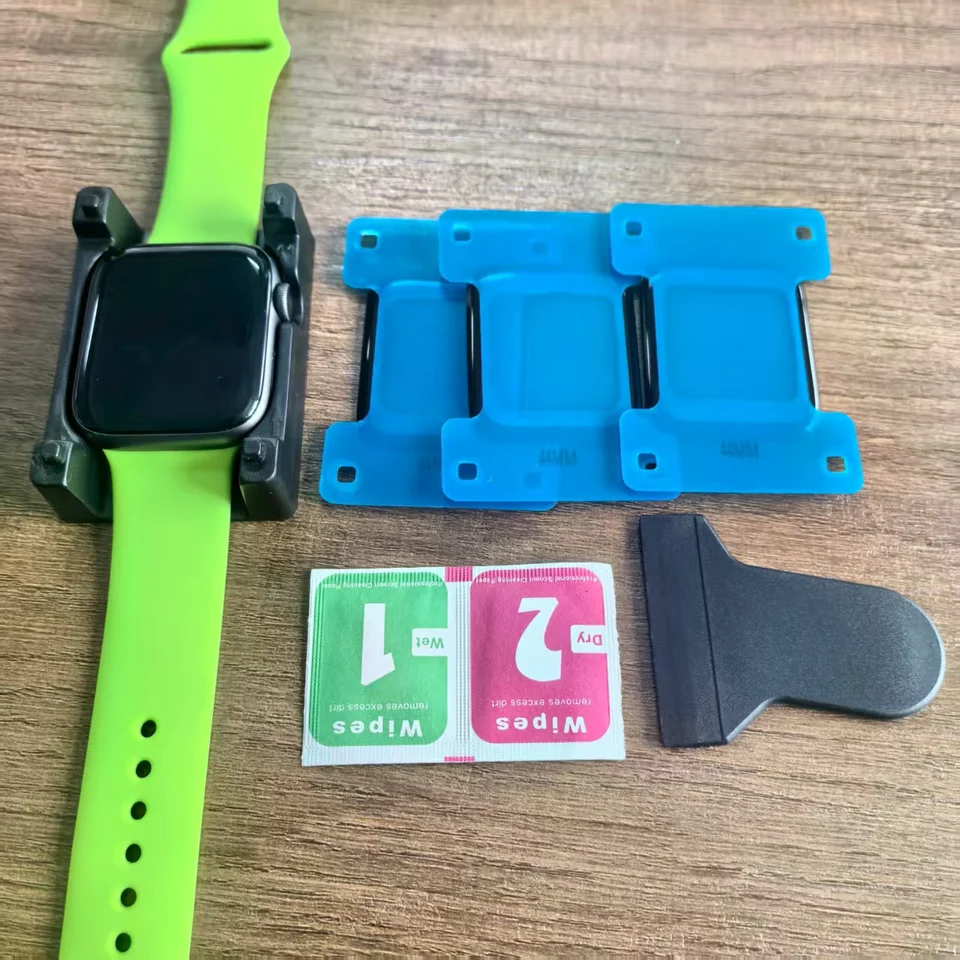 1-5 piezas de protector de pantalla para Apple Watch Series 11-10 9-8-7-6 5 Se ultra 3/2 49mm 42-46mm 41mm 45mm 40 44mm, con herramienta de posicionamiento y película 3