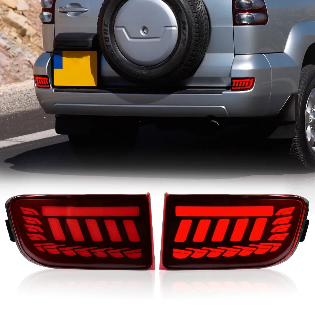 

For Toyota Prado 120 FJ120 LC120 J12 4Runner 2003 2004 2005 2006 2007 2008 2009 DRL Brake Turn Signal Lamp LED Rear Bumper Light