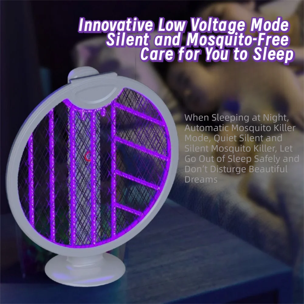 Insect Killer 2 In 1 Electric Mosquito Swatter Foldable USB Rechargeable Fly Swatter Trap Portable Household Bug Zapper Indoor