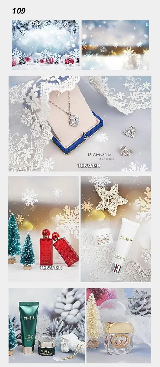 TENWISH 57*42cm Still Life Background Winter Christmas Fest Scene Deli Food Cosmetics Product Promote Themes Shooting Backdrops
