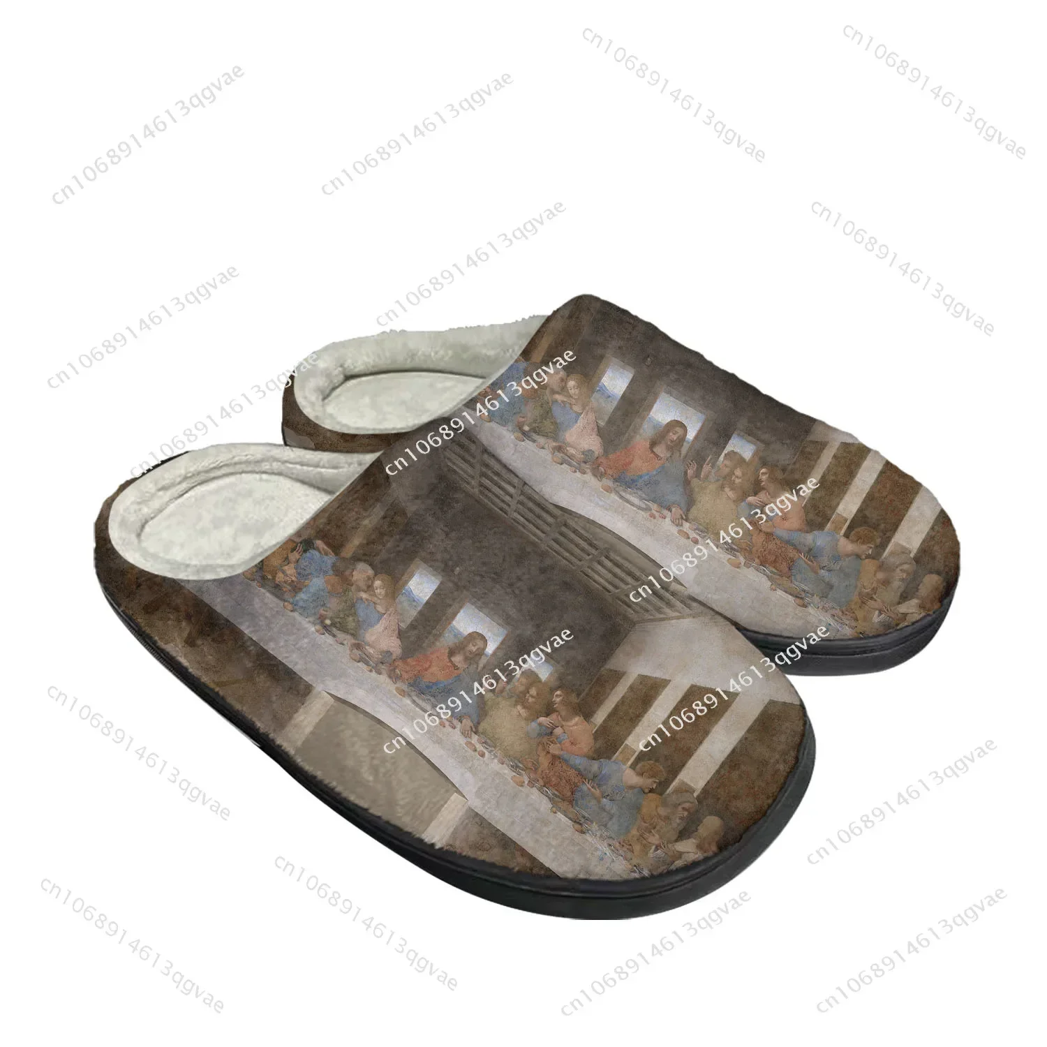 Da Vinci Last Supper Home Cotton Slippers Mens Womens Plush Bedroom Keep Warm Shoes Thermal Indoor Slipper Customized Shoe