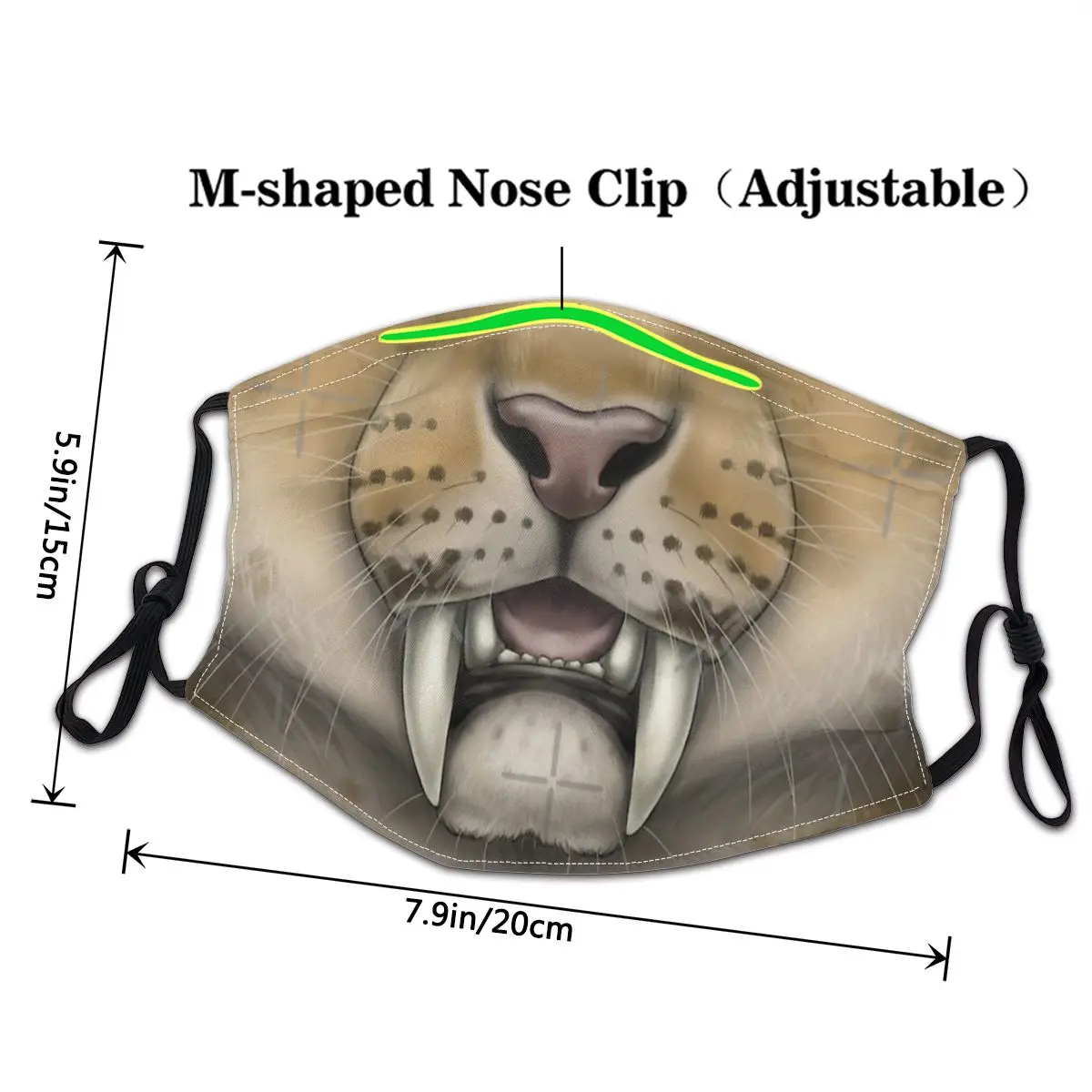 Smilodon Face Fashion Trend Masks Washable Mask