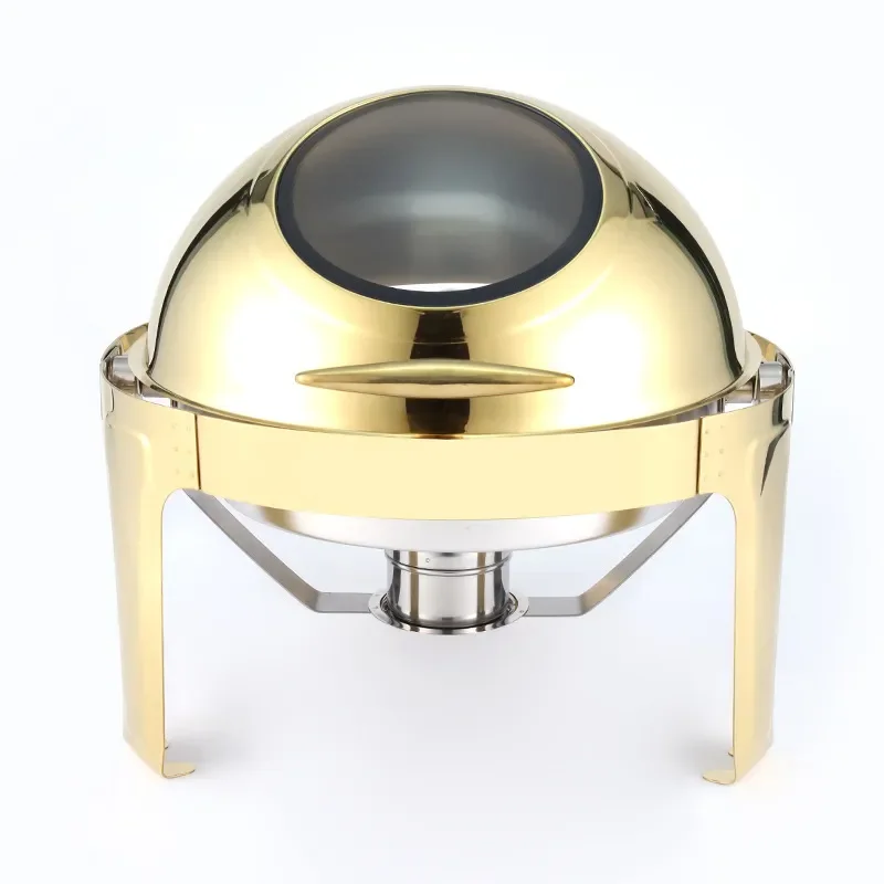 Stainless Steel Round Buffet Stove Full Flip Design for Hotel Restaurant Catering Equipment Visual Alcohol Warmer Light