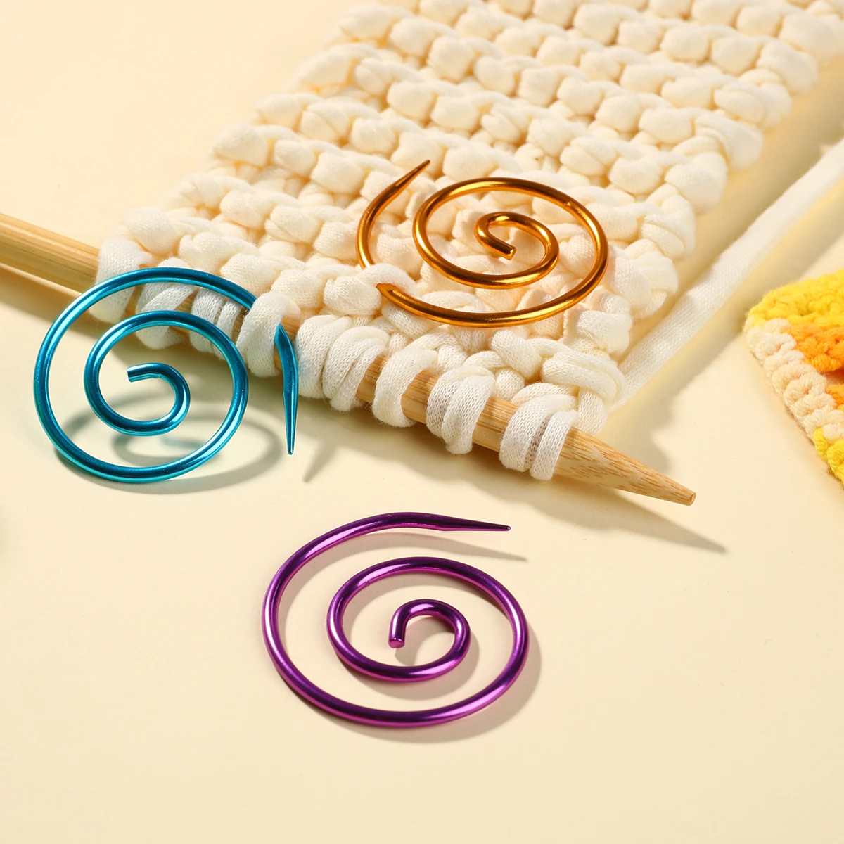 1/2/3/9pcs Spiral Cable Knitting Needle Circular Mix Color Knitting Tools Locking Stitch Markers  Crochet Latch Marker Pin view 2