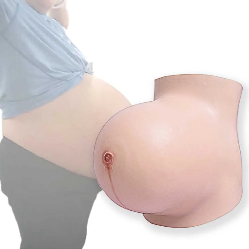 Oetn Artificial Pregnant Tummy  Silicone Fake Pregnant Belly 8-10months Simulation Pregnant Prosthesis for lady/men actors