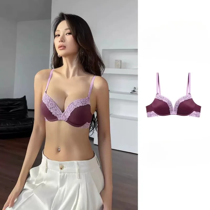 Hot Sale Sexy French Lace Bra Set Wireless Soft Support Push Up Gather Small Breast Lifting Comfortable Daily Intimate Wear S-XL