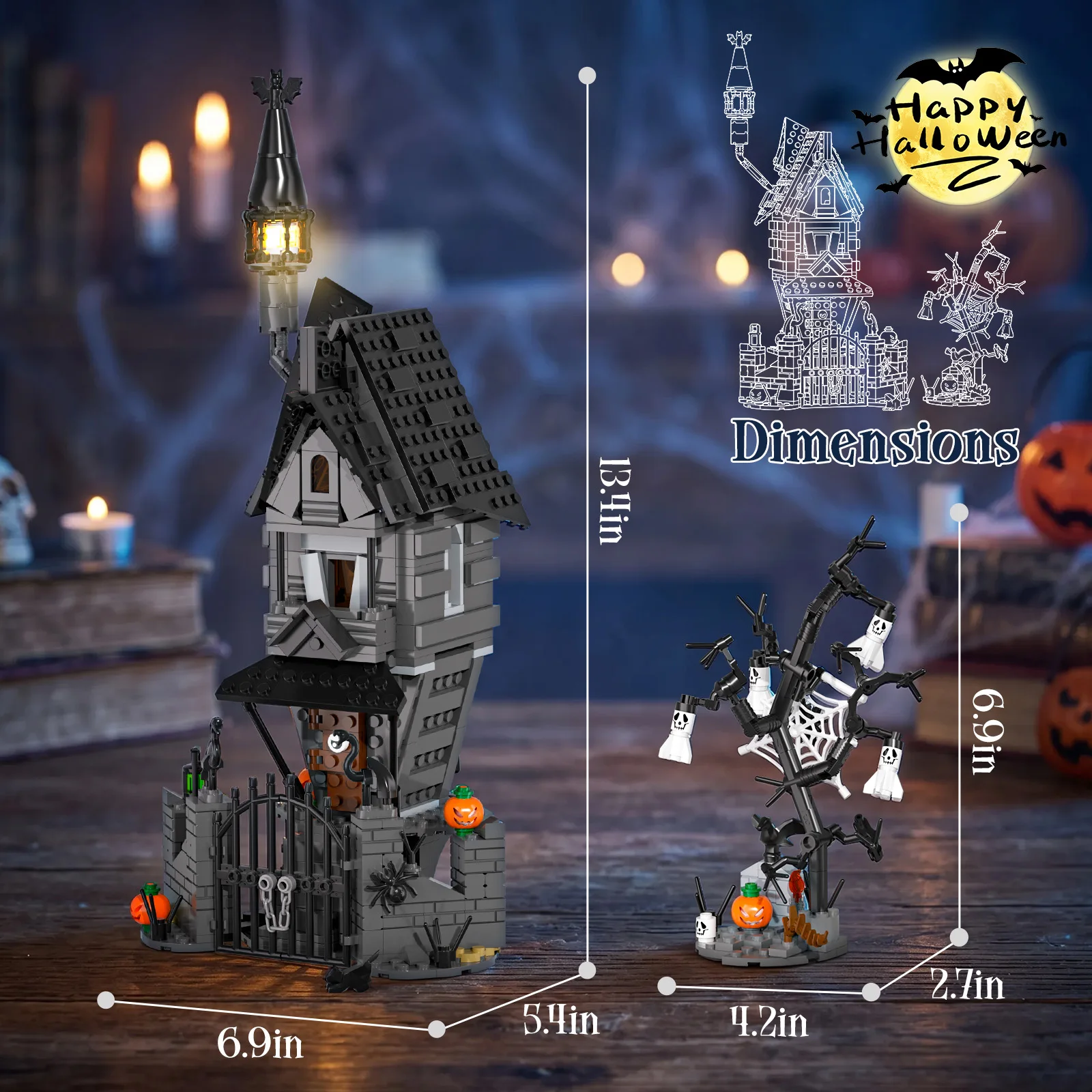 JAKI Halloween MOC Building Bl - Halloween Pumpkin Decor Led ulasan dan harga