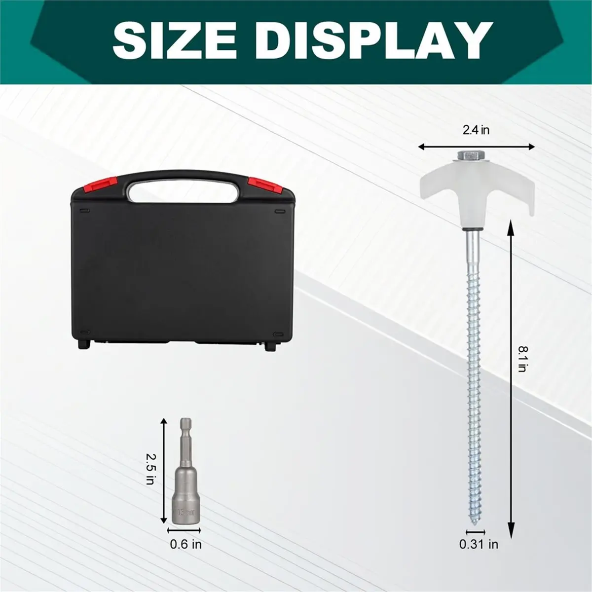 20 Pack in Tent Stakes Heavy Duty,8 '' Ground Anchors in,Metal Stakes with Hex Head Driver and Storage Box