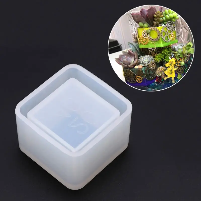 

F42F Square Small Flower Pot Silicone Mould Storage Box DIY Handmade Making Crafts Crystal Epoxy Mold for Adult Kids Crafts