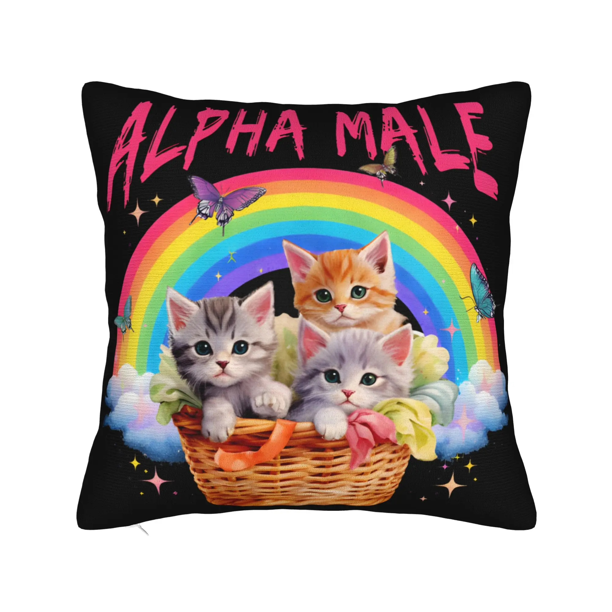 Decorative Pillow Covers Alpha Male Cat Kitten Funny  Merch Home  Throw Pillow Case Cover Square Multiple Sizes
