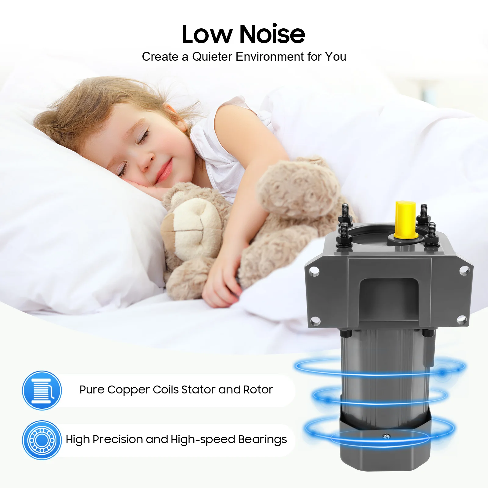 250W 110V AC Gear Motor with Variable Speed Controller and Bracket Single-Phase Gear Reducer Motor Reversible High Torque Motor