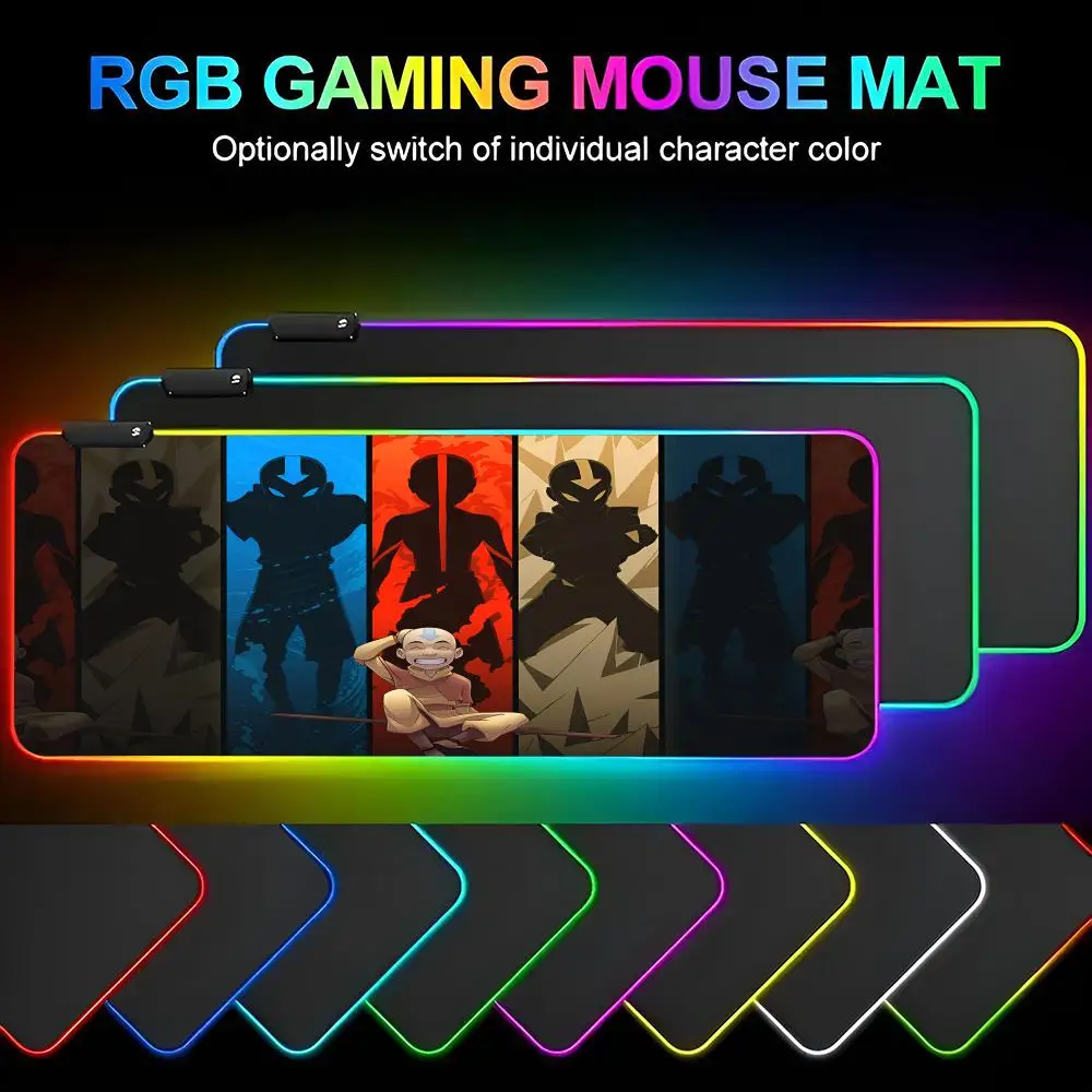 

Avatar The Last Airbender Mouse Pad Gamer RGB Deskmat Keyboard Mat Gaming Laptops LED Mousepad Desk Protector Anime Mause Mats