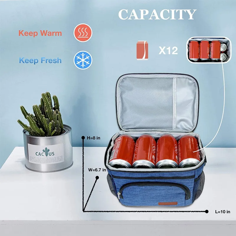 Reusable Lunch Bag for Women/Men  Office Picnic Hiking Beach Leakproof Cooler Tote Bag Organizer with Adjustable Shoulder Strap