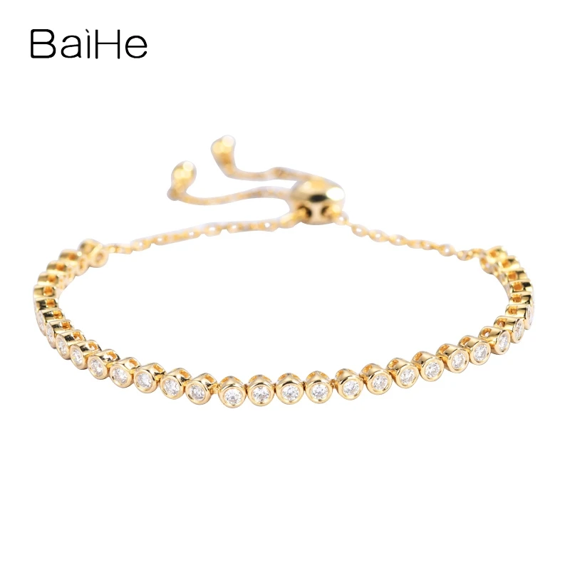 BAIHE Solid 18K Yellow Gold 0.70ct H/SI Natural Diamond Bracelet Women Engagement Fine Jewelry Making 다이아몬드 팔찌 pulsera diamantes