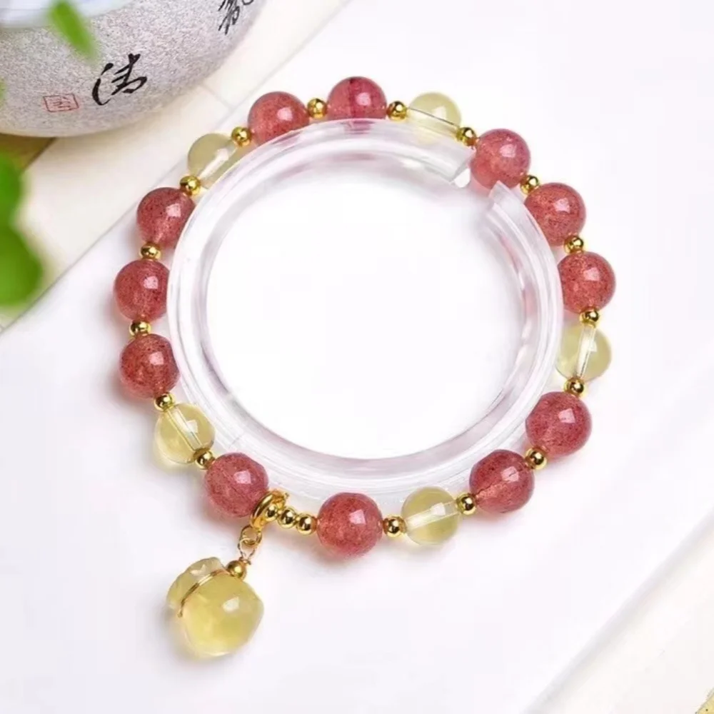 

strawberry quartz citrine bracelets fortune stone home decoration spiritual healing crystal