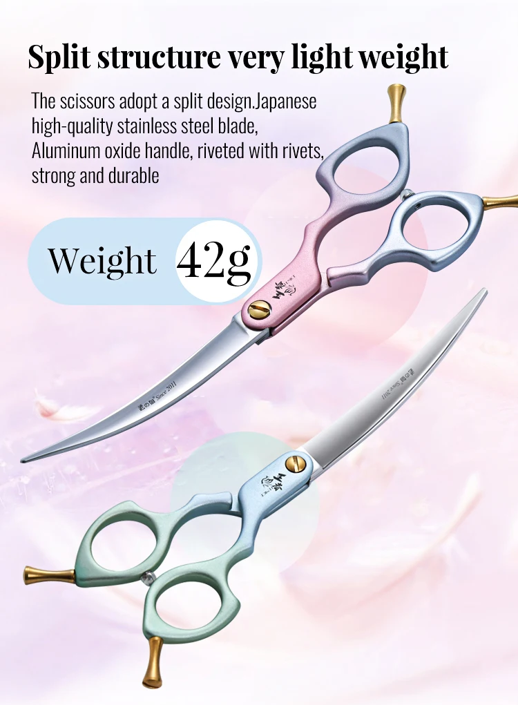 Fenice professional jp vg10 rechte und linke Hand 6,5 Zoll gebogen 35 ° Pflege schere Haustiers chere für Hunde selbst schleifende Schere – Detail 9