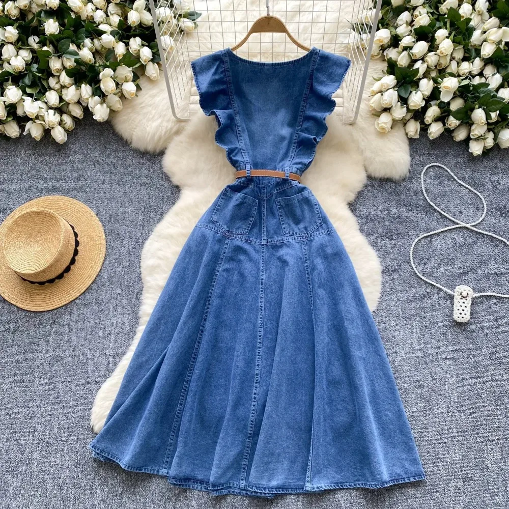 French V-neck Splicing single buckle Dress Sexy Retract your waist Dresses Elegant Evening Party Women Fashion Vintage Vestidos