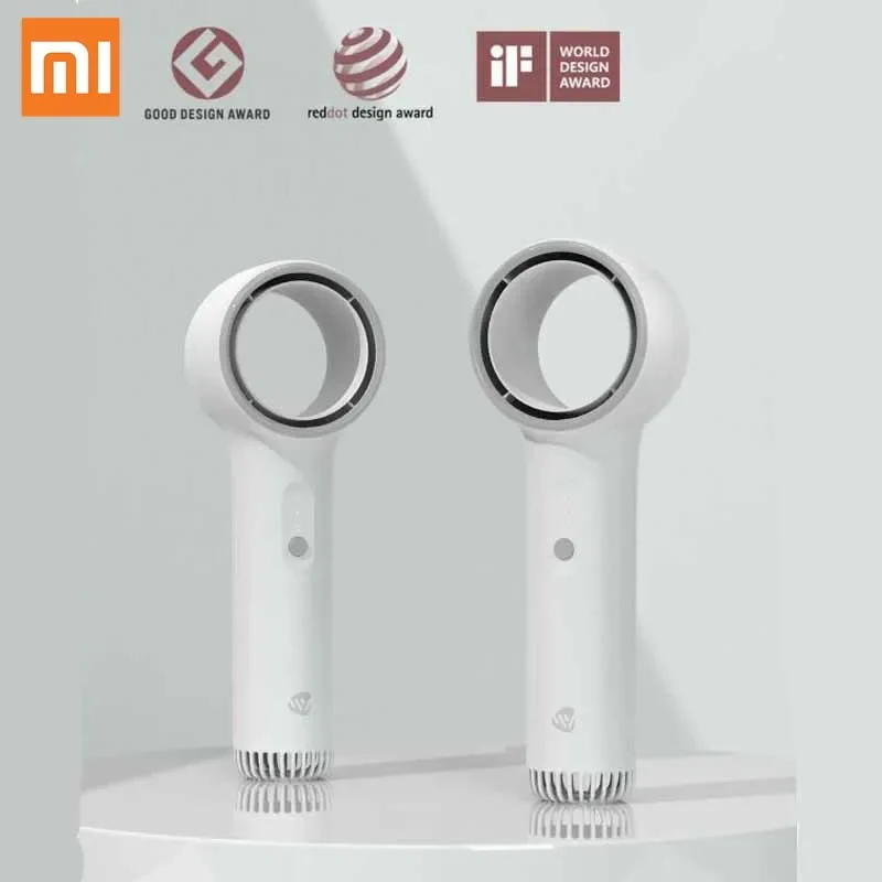 1pc Xiaomi Weiyuan Handheld Bladeless Fan Bladeless Safety Strong Wind Low Noise Beautiful Portable Travel Use fans Mini Air