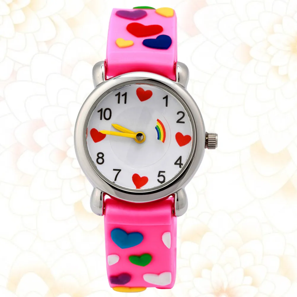 1Pcs Eco Friendly Kids Watch Cartoon Love Heart Design Children Quartz Wristwatch Comfortable Strap Precise Timekeeping Gift