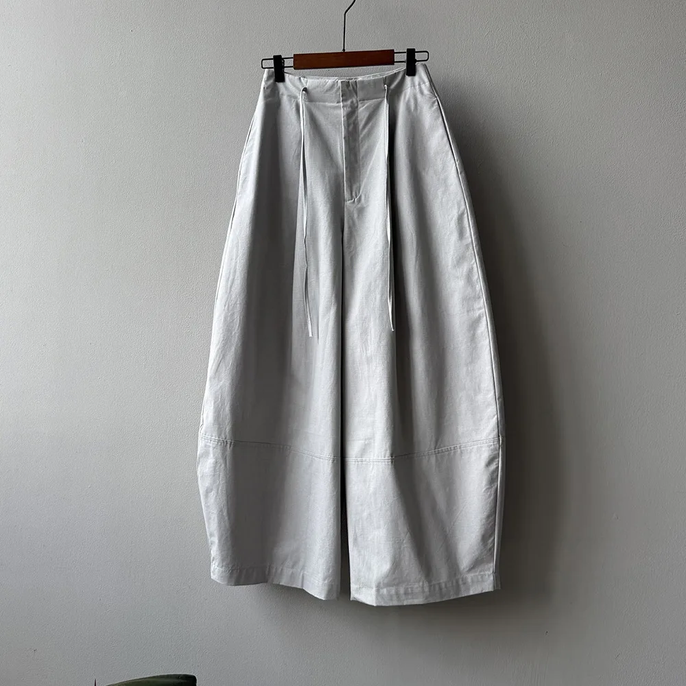 Women's Drawstring Casual Balloon Pants - Autumn Lazy Style Utility Wide-leg Sickle Straight Pants