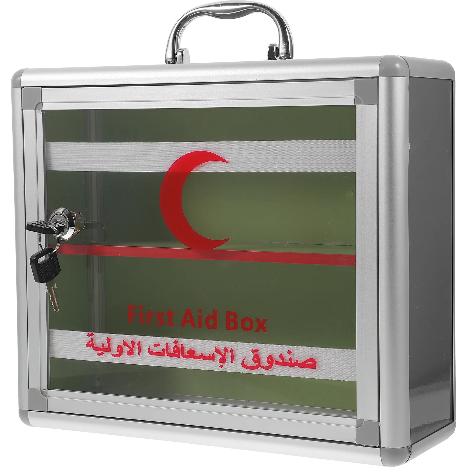 صندوق دواء للإسعافات الأولية مصنوع من سبائك الألومنيوم بسعة كبيرة وحاوية تخزين قابلة للقفل للمنزل والمكتب وحقيبة الطوارئ لرياض الأطفال
