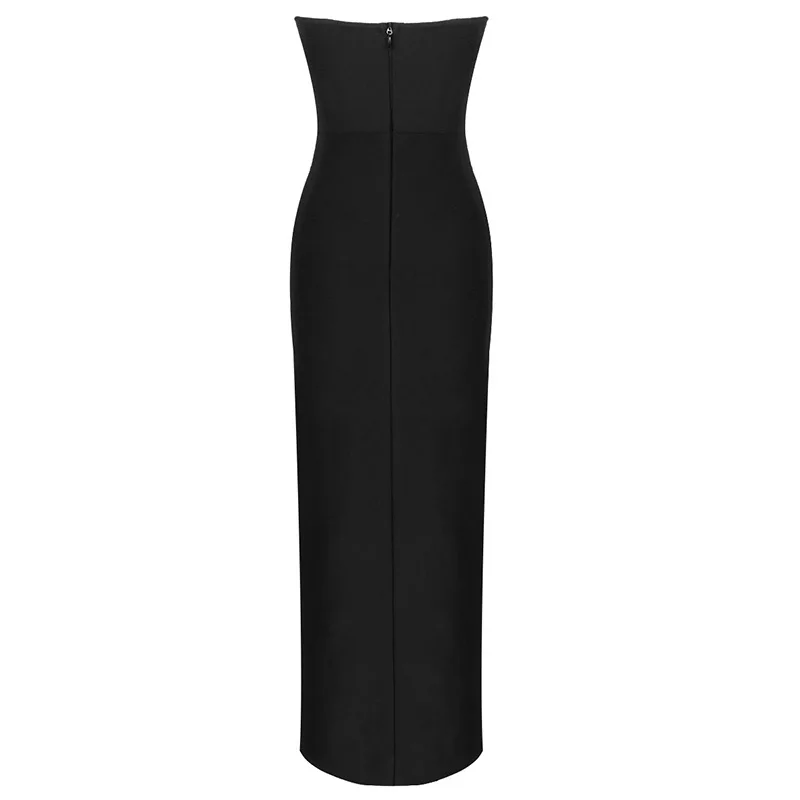 Robe de Rhbandage sans bretelles pour femme, robe de soirée en fibre, col en V fendu, taille haute, jupe une pièce, plusieurs couleurs, gaine, en stock