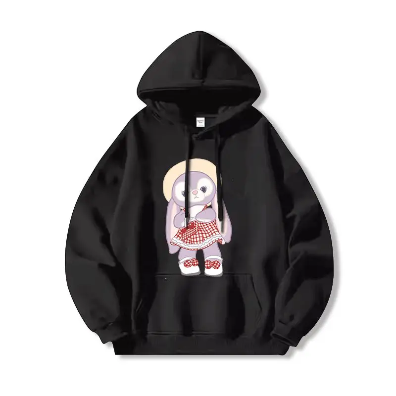 

Disney StellaLou Hoodie Women Cotton Fleece Pullover 2025 Autumn Winter Graphic Sweatshirt White Base Purple Rabbit Pink Bow