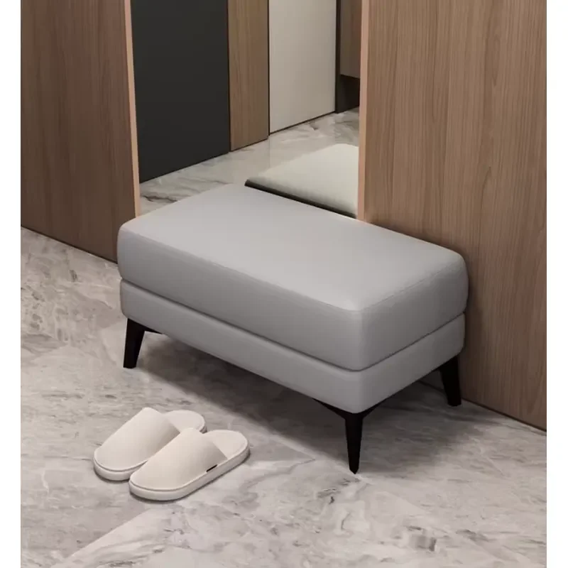 Light Grey Convertible Metal Footstool Modern Style Ottoman for Hotel Apartment Living Room Bedroom Furniture Home Decor