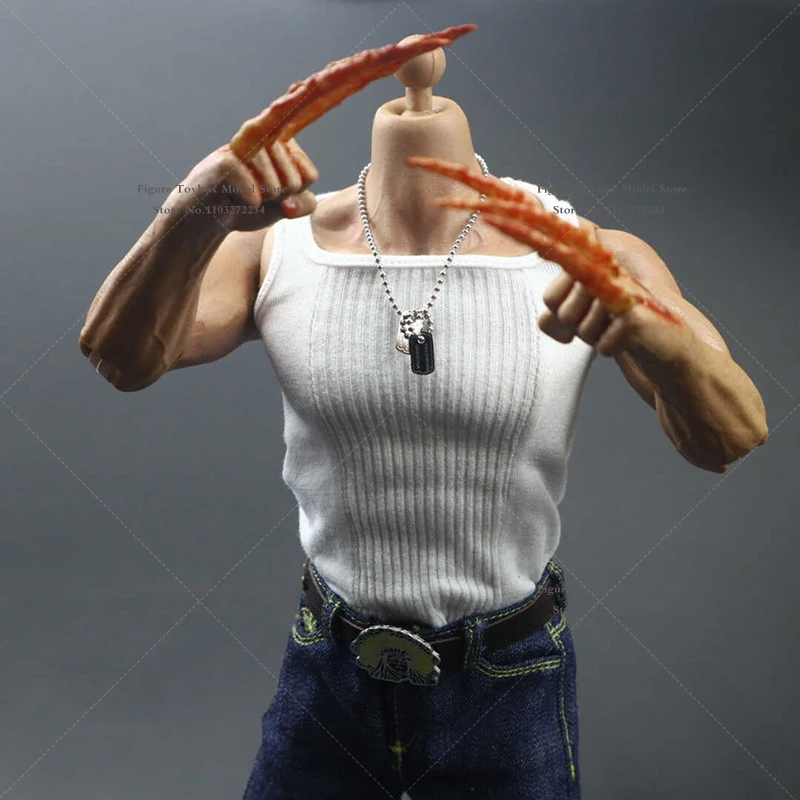 1/6 Scale Hugh Jackman White Sleeveless Vest Denim Pants Belt TYM058 Man Solider Jeans Accessory For 12