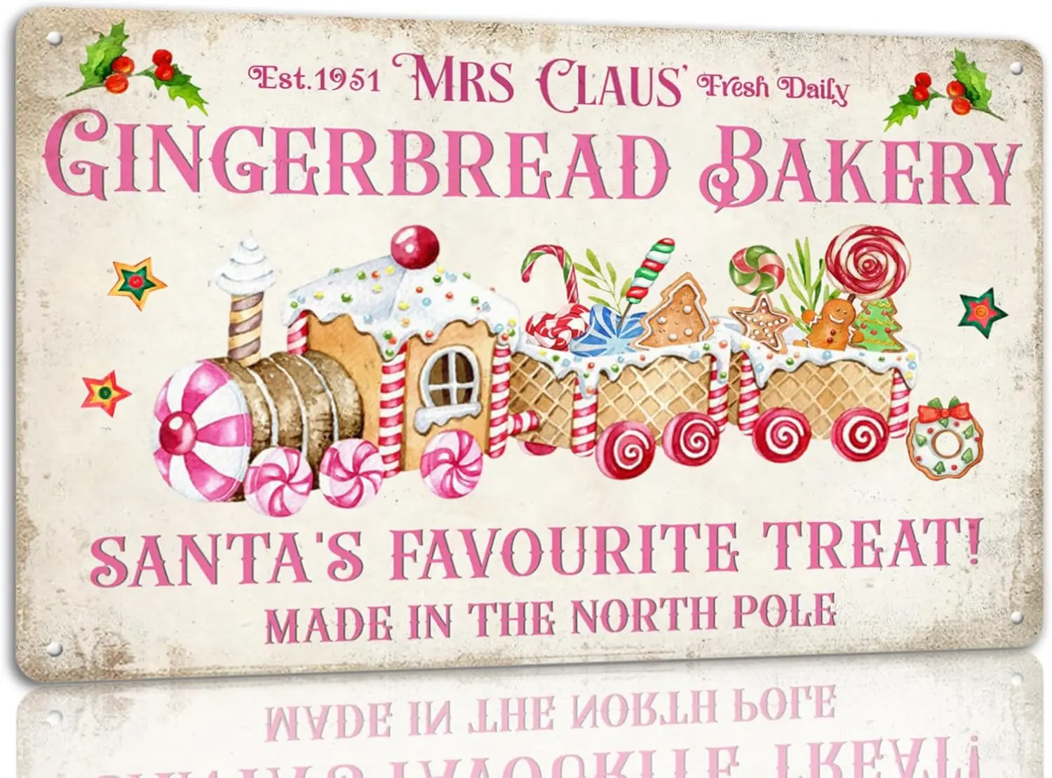 Mrs Claus Gingerbread Bakery Tin Sign Vintage Christmas Metal Signs Funny Christmas Wall Art Decor For Home Cafe Bar 8x12 Inches