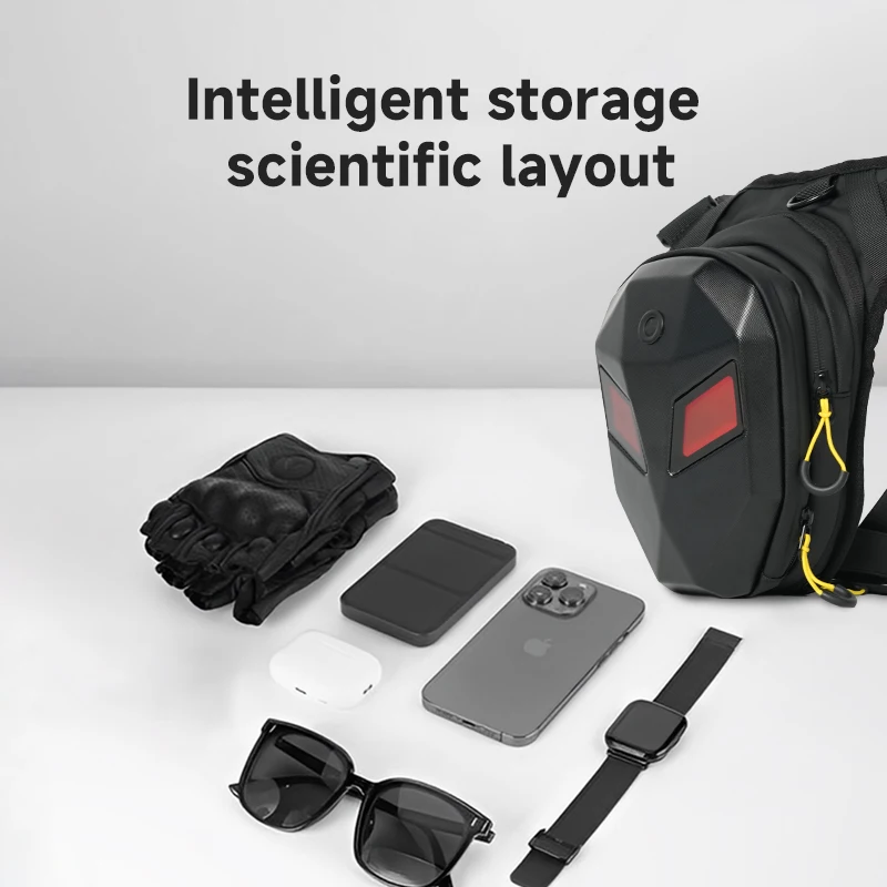 Tas Pinggang LED untuk Bersepeda, Tas Kaki Motor, Tas Kaki Motocross Kapasitas Besar, Tas Kaki Cangkang Keras Tahan Air, Tas Sabuk Ksatria Motor