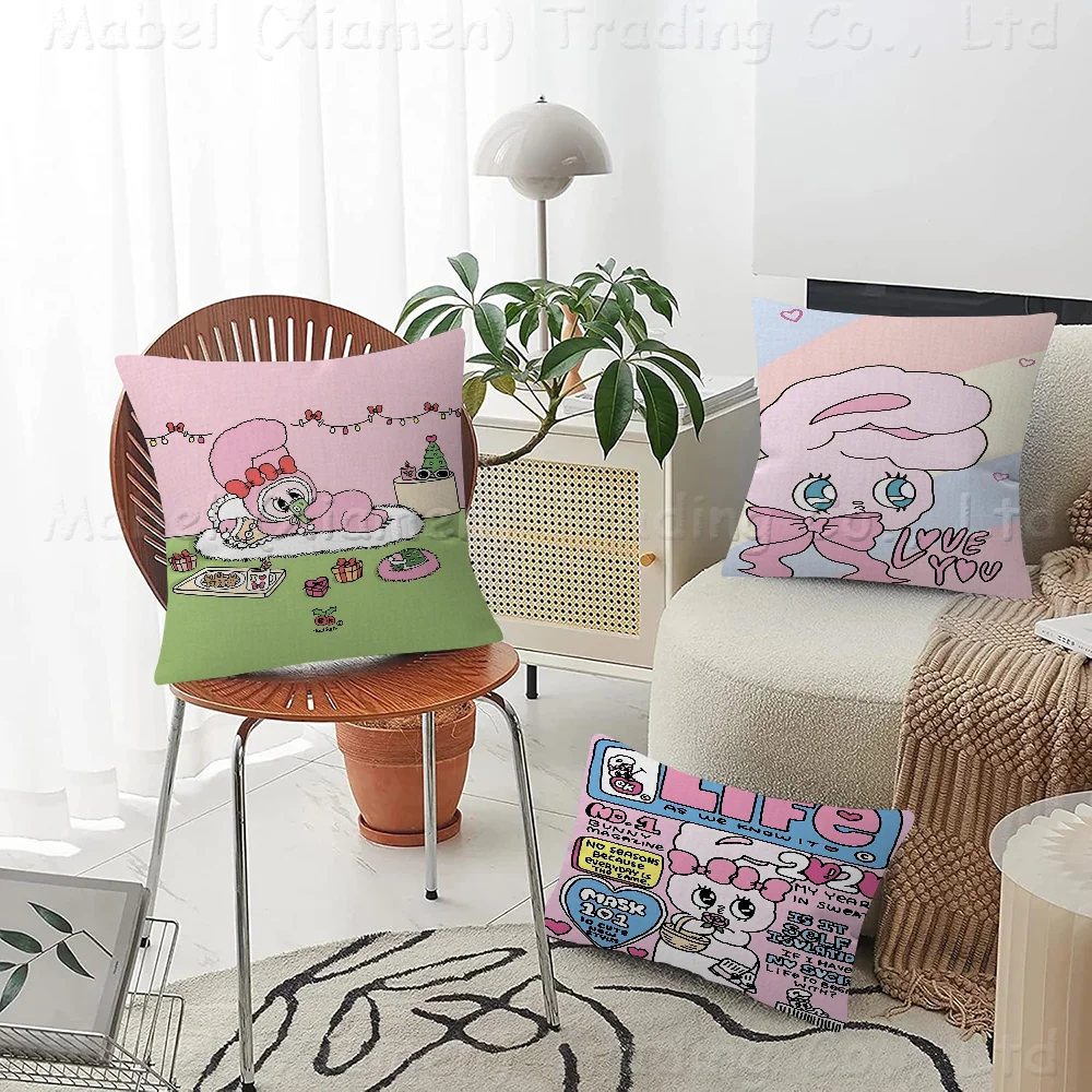 

Cute Esther Bunny Rabbit Cushion Cover 30x50 Polyester Sofa Cushions Decorative Throw Pillows Home Decoration Pillowcover