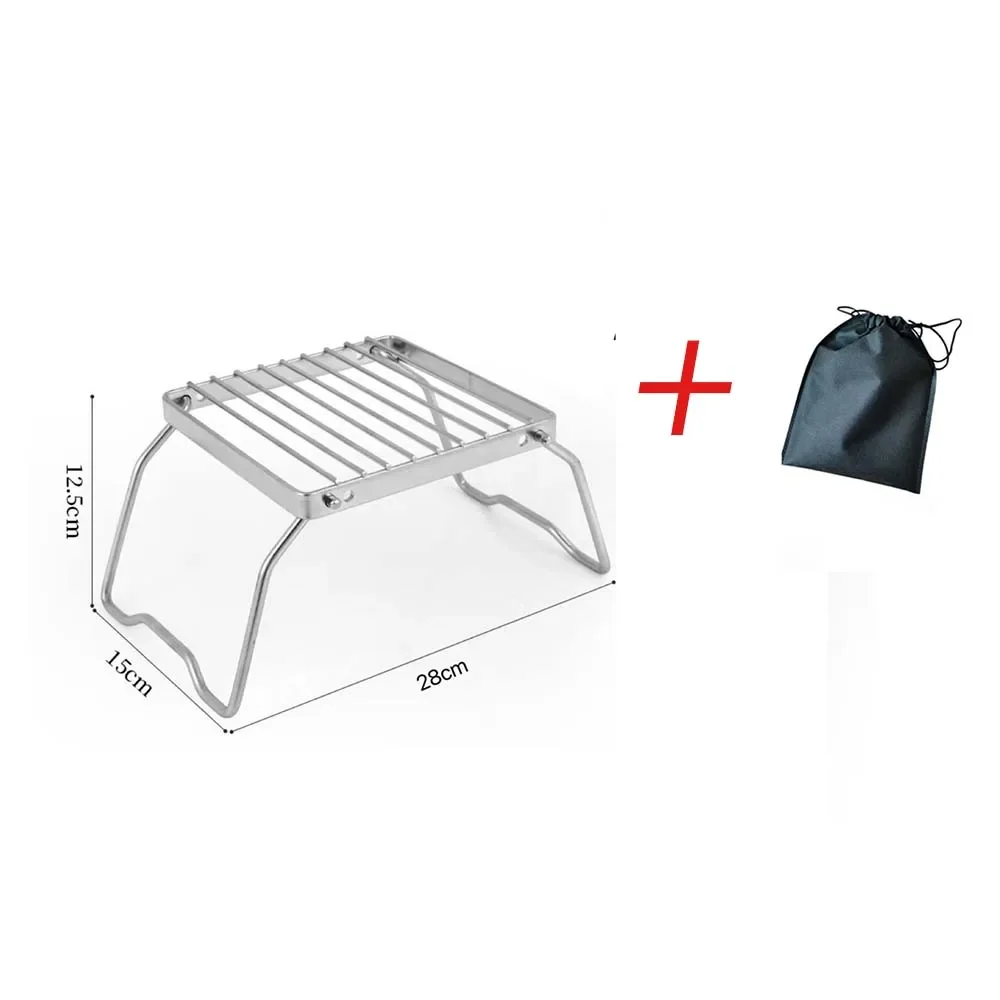 TARKA Camping Stove Head Holder Foldable Stainless Steel Outdoor Mini Portable Barbecue Rack Pot Holder Baking Tray Holder BBQ