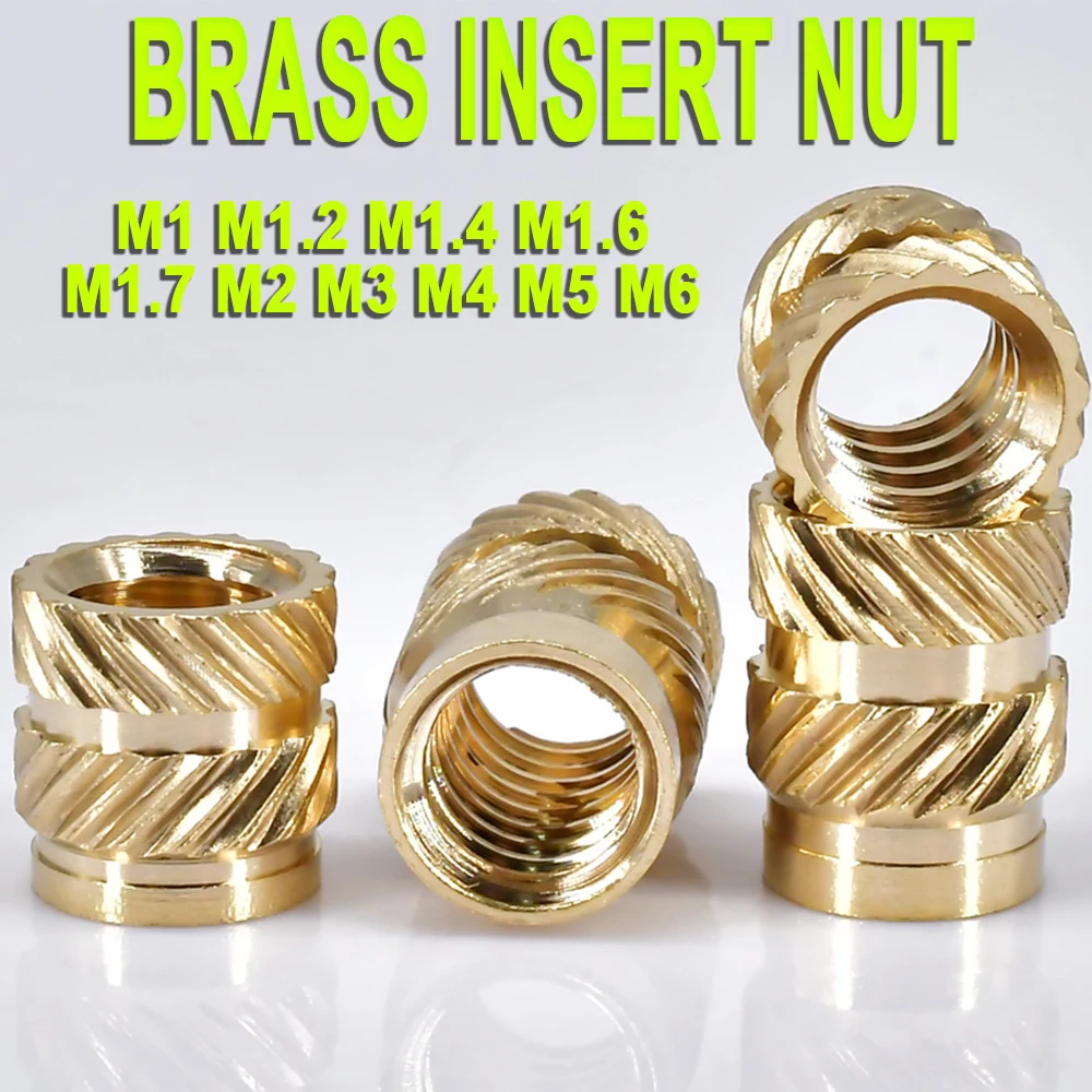 M1-M6 Brass Insert Nut Hot Melt Heat Threaded Knurl Embed Injection Nut for 3D Print Plastic Length1.5/2/2.5/3/3.5/4/4.5/5/5.5mm