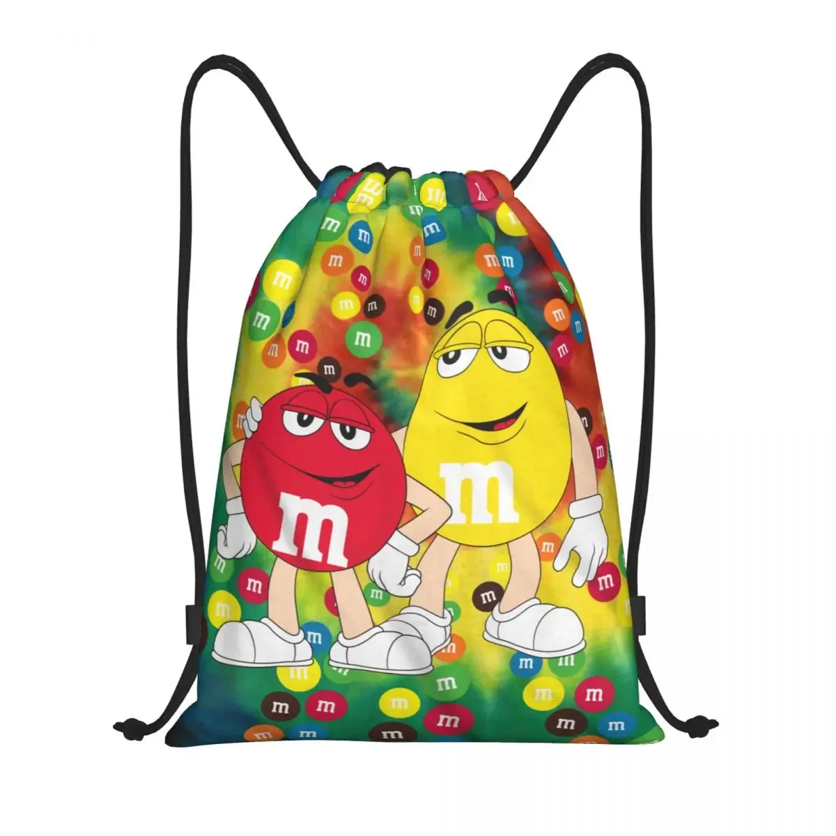 

Funny Candy M&M's Chocolate Drawstring Bags Men Women Foldable Sports Gym Sackpack Training Storage Backpacks