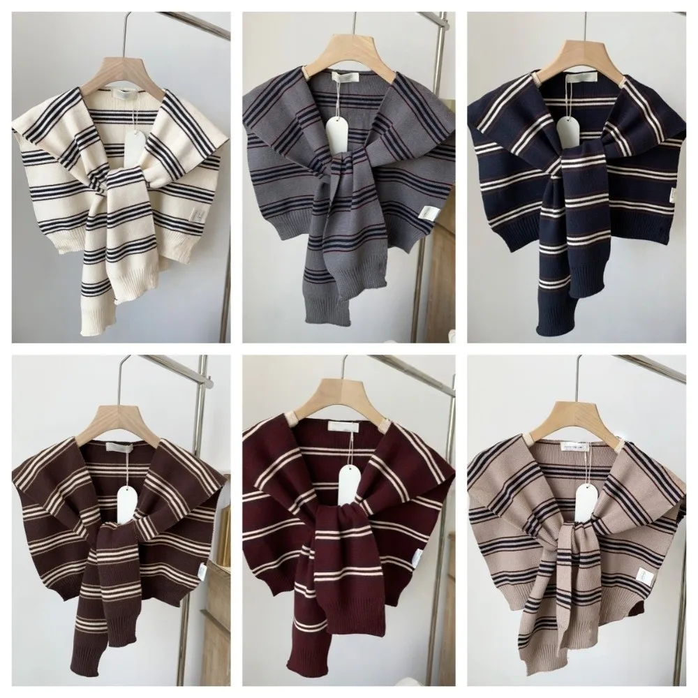 Chal de punto clásico Simple para hombre, capa, bufanda a rayas, estilo coreano, cuello falso anudado, decoración de ropa