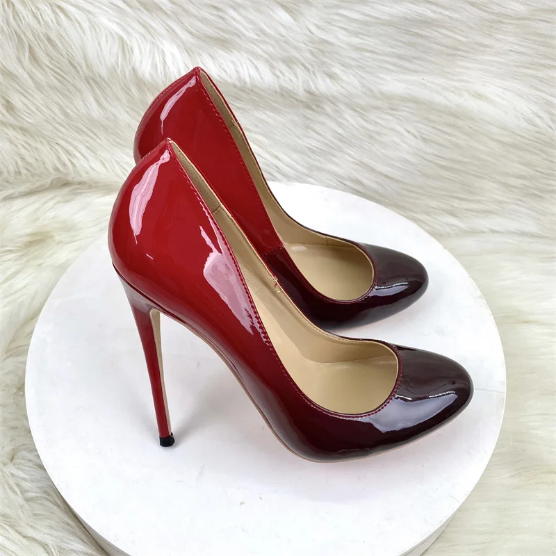 

Women Pumps Sexy 12cm Round Color matchingToe High Heels Shallow Elegant Lady Office Party Wedding Shoes Big Size