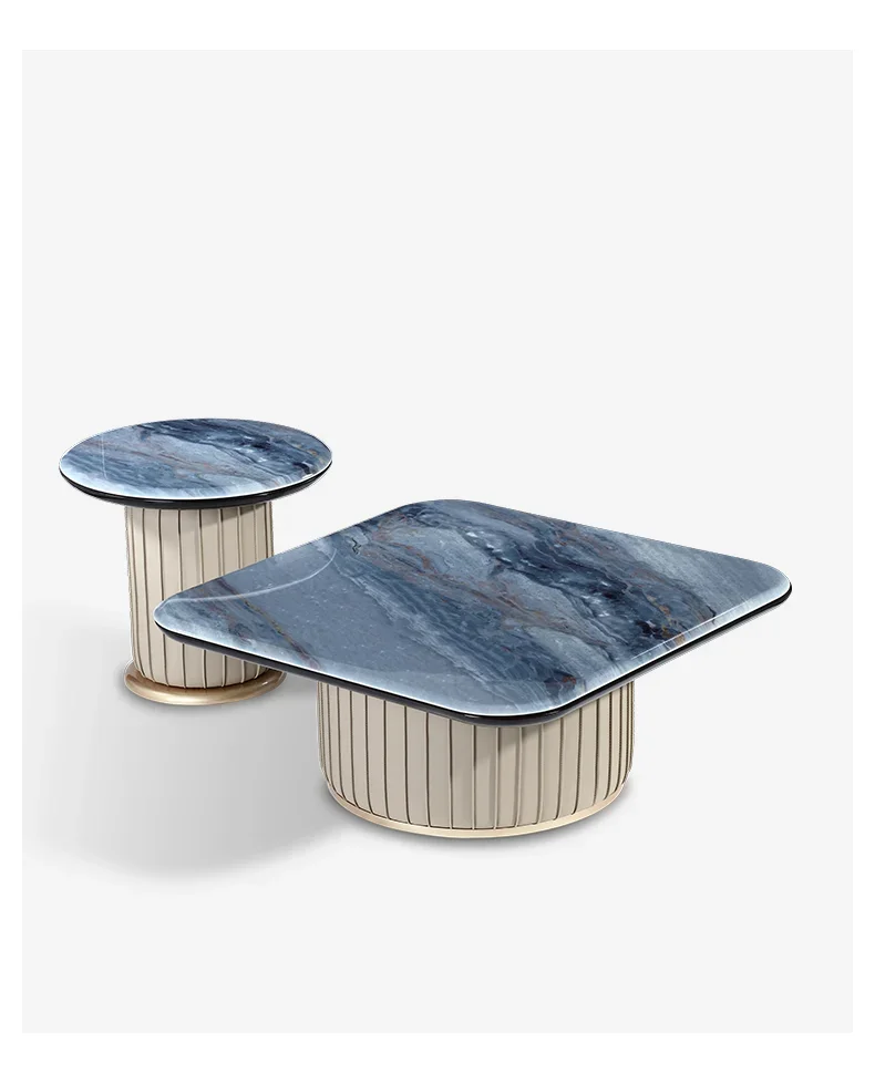 

Modern Italian light luxury living room high and low round coffee table combination2003