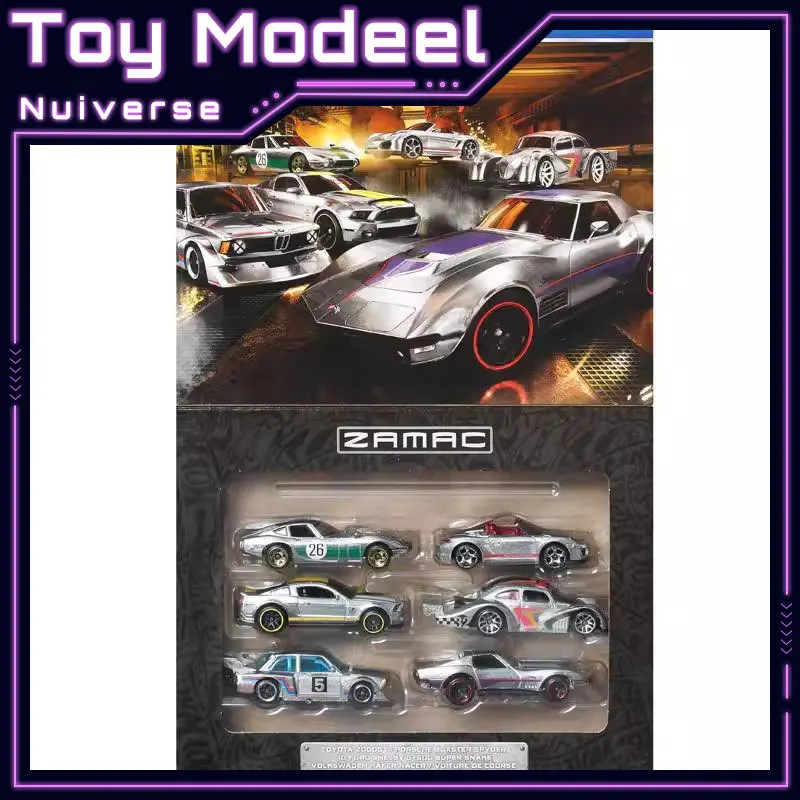 

Hot Wheels 1:64 Toyota BMW Porsche Wagon JLB26 ZAMAC Clear Coat Silver Label 6 Cars Set Diecast Model Collectible Perfect Gift