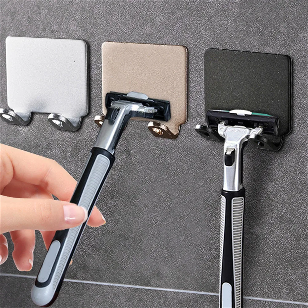 

Punch Free Razor Holder Storage Hook Wall Men Shaving Shaver Shelf Bathroom Razor Rack Wall Bathroom Accessories