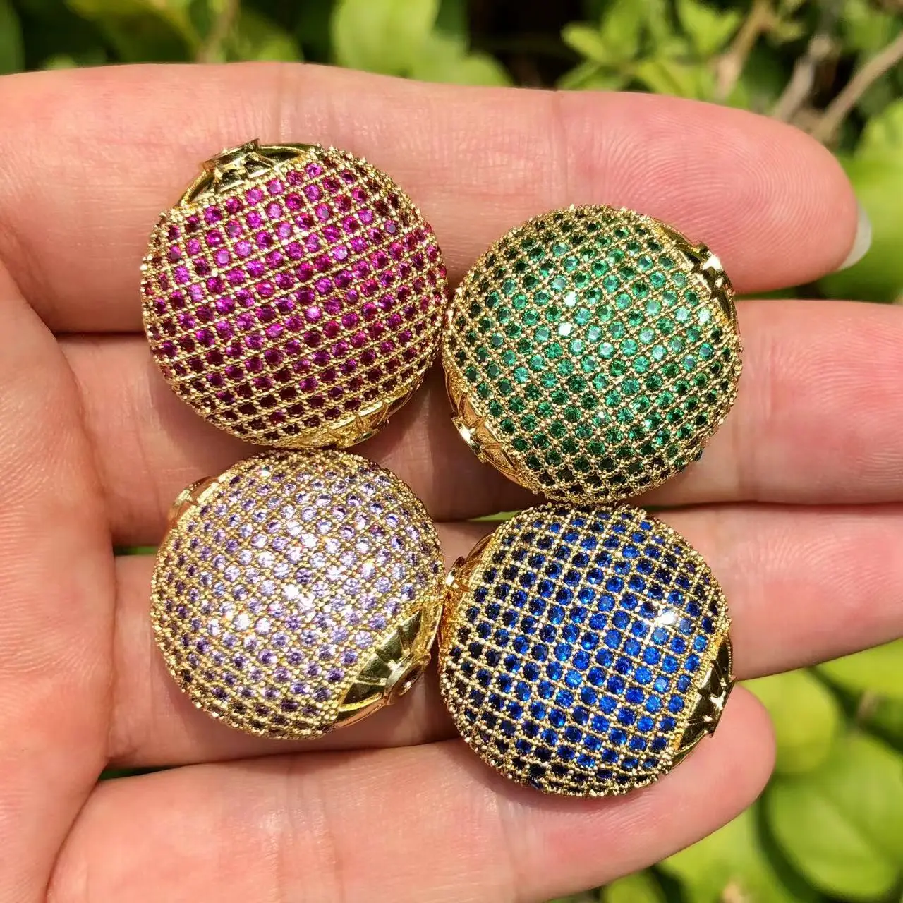 

1pcs Color Rhinestone Zirconia Pave Ball 24mm Spacer Bead Custom Design Handmade Woman Bracelet Jewelry Accessory Finding